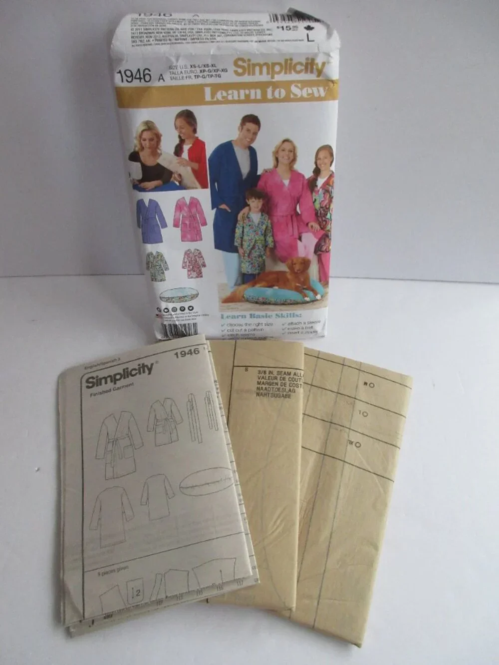 Simplicity 1946 Sewing Pattern Adult Child's Robes Pet Bed Sz XS S M L XL UNCUT